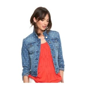 AS SEEN ON JANE THE VIRGIN: Polka dot jean jacket - medium